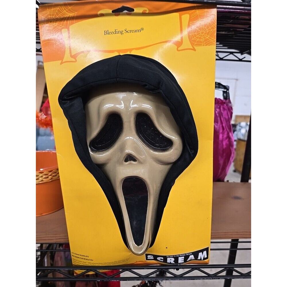 Bleeding Scream Ghost Face Mask Includes Blood Heart Pump